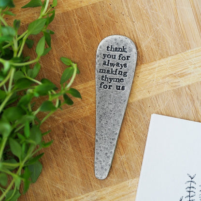 Personalised 'Thank you for Always Making Thyme For Me/Us' Plant Marker